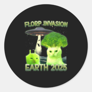 Sticker Rond Funny Glerp Glorp Funny Alien Chat Mème Vintage