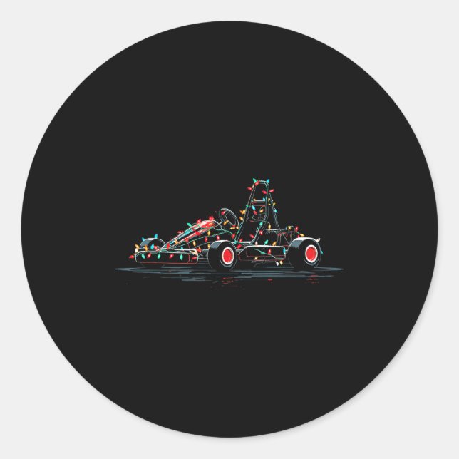Sticker Rond Funny Go Kart Christmas Graphics Lights Lover Kart (Devant)