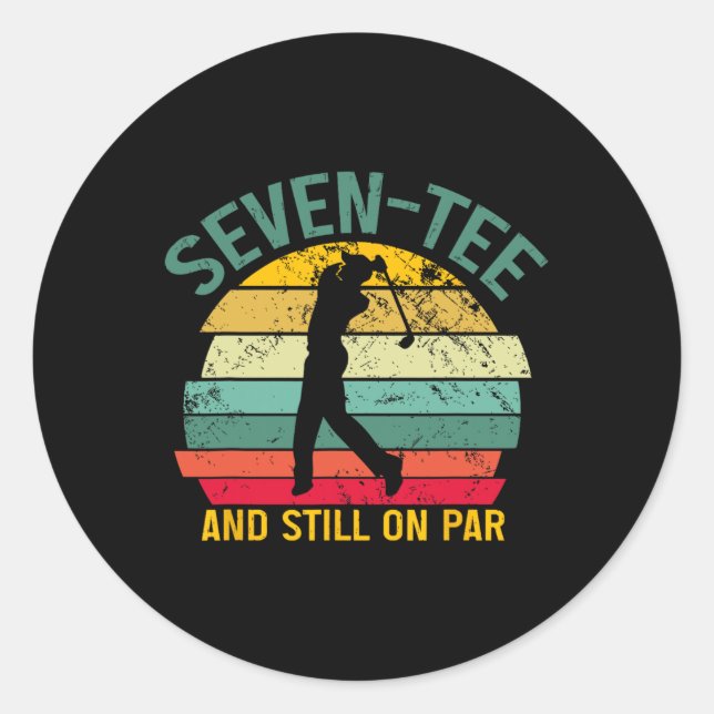 Sticker Rond Funny Golf 70e Anniversaire Rétro Sept-T Et Toujou (Devant)