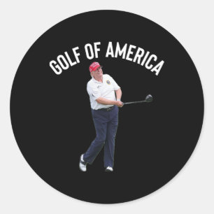 Sticker Rond Funny Golf Of America Donald Trump Pun