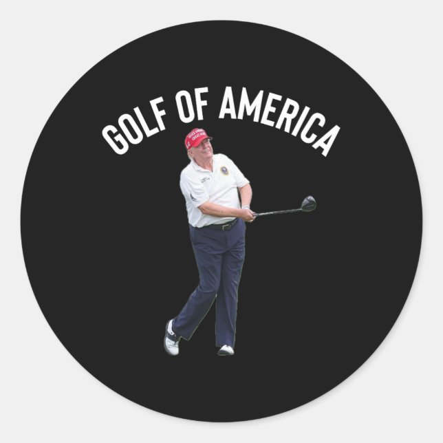Sticker Rond Funny Golf Of America Donald Trump Pun (Devant)