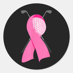 Sticker Rond Funny Golf Rose Ruban Breast Cancer Sensibilisatio
