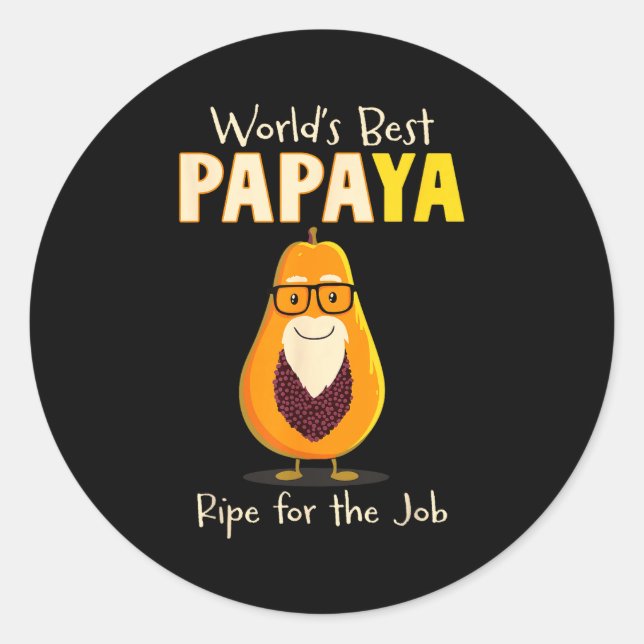 Sticker Rond Funny Grandfather World's Papa Papaya Pun  (Devant)