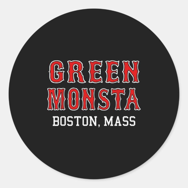 Sticker Rond Funny Green Monstah Boston M New England  (Devant)