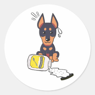 Sticker Rond Funny Guard chien déversé mayonnaise