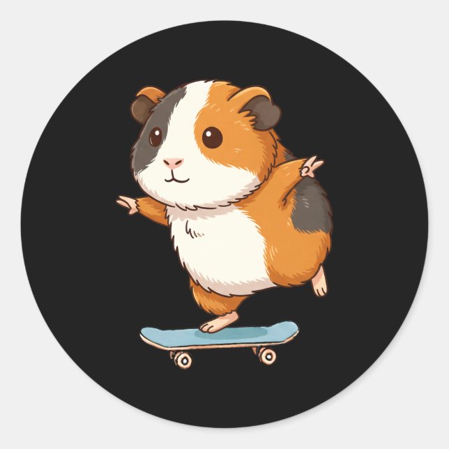 Sticker Rond Funny Guinea G Skater Skateboard Ballerina Zoo Boy (Devant)
