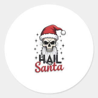 Sticker Rond Funny Hail Santa Claus Skull Skeleton Antichrist C