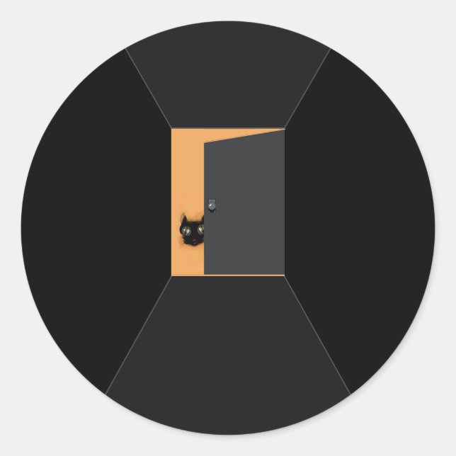 Sticker Rond Funny Halloween Black Cat (Devant)