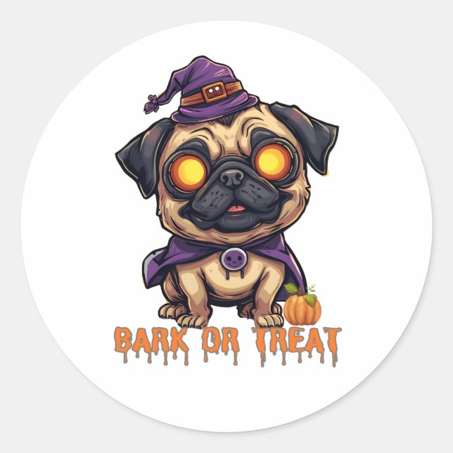 Sticker Rond Funny Halloween Carlin (Devant)