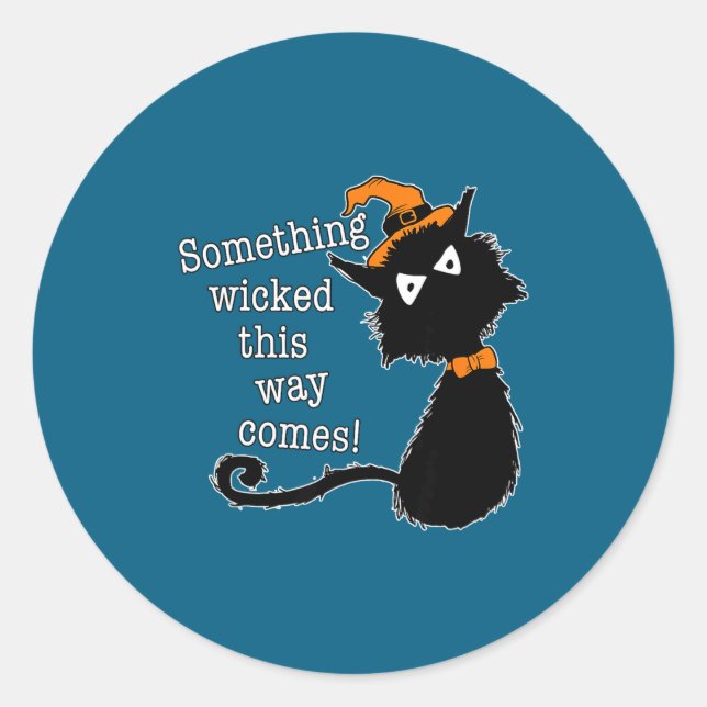 Sticker Rond Funny Halloween Cat - Shakespeare Macbeth Quote  (Devant)
