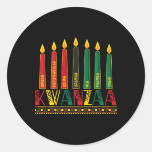 Sticker Rond Funny Happy Kwanzaa Kinara Principes bougies Pan
