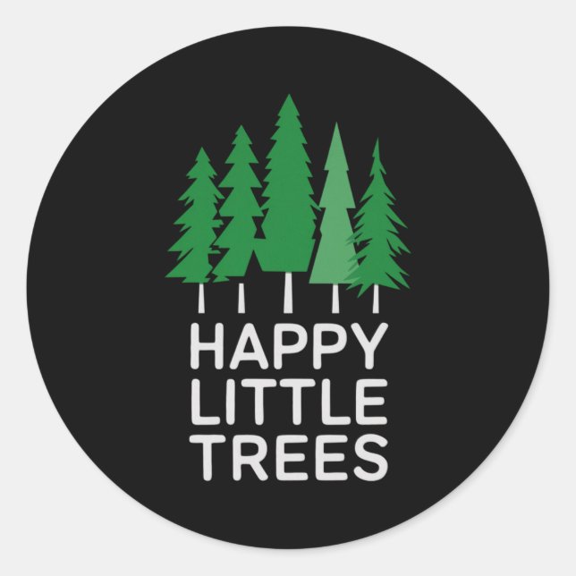 Sticker Rond Funny Happy Little Trees Camng  (Devant)