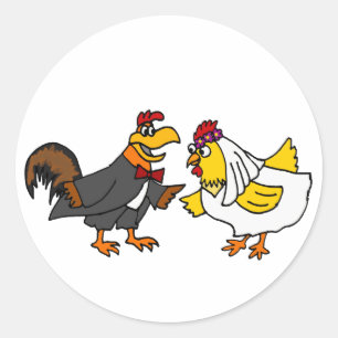 Sticker Rond Funny Hen Bride et Mariage de la salle de classe d
