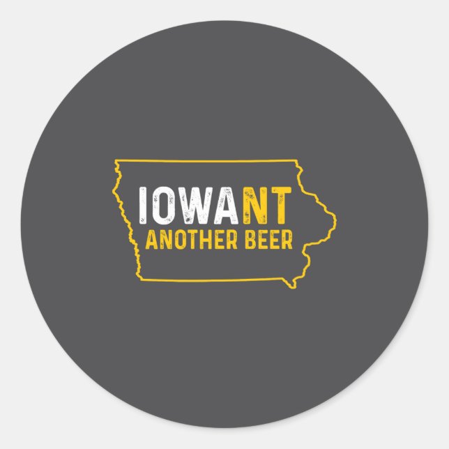 Sticker Rond Funny Iowant Another Beer Iowa Beer Distressed  (Devant)