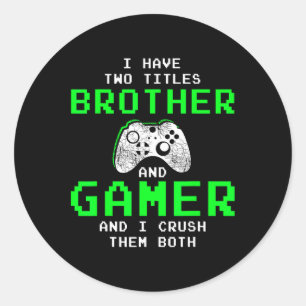 Sticker Rond Funny Jeu Frères Tee - Joueur Cadeaux Pour Ado B