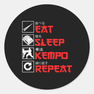 Sticker Rond Funny Kempo Retro Design Japon Shorinji Karate