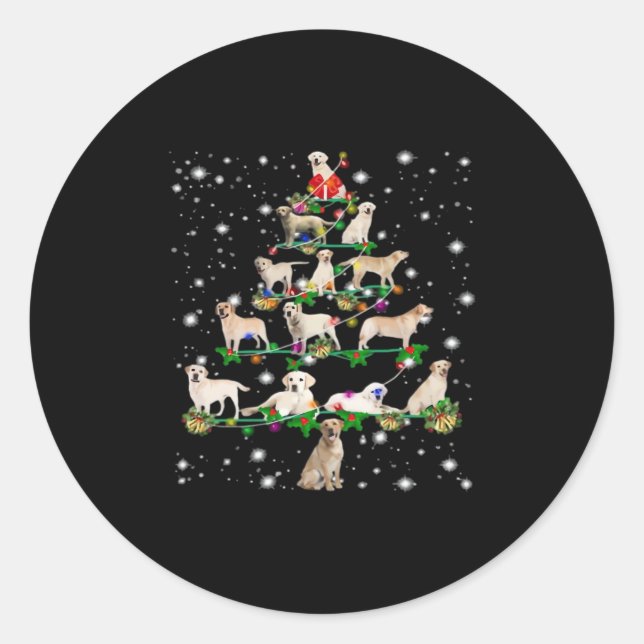Sticker Rond Funny Labrador Retriever Christmas Tree Classic T- (Devant)
