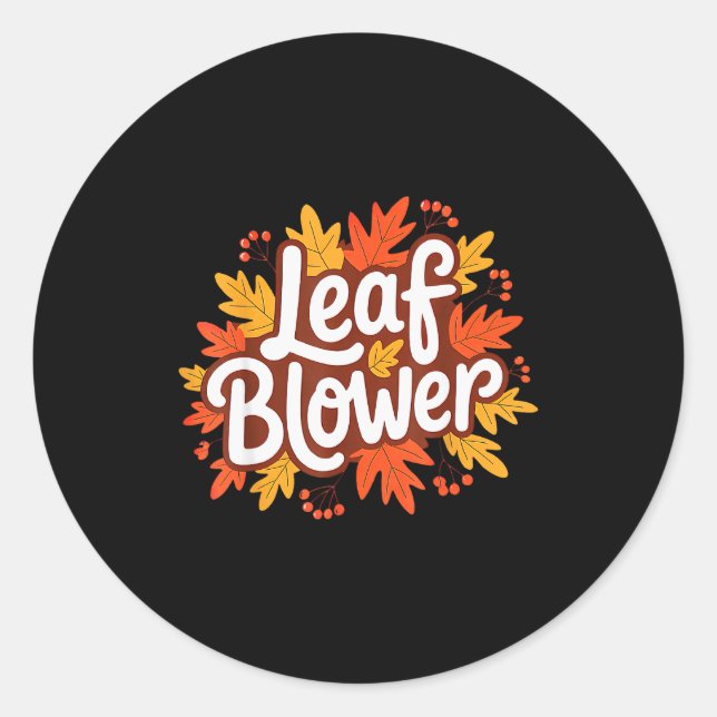 Sticker Rond Funny Leaf Blower Fall Costume Couple Halloween Ma (Devant)