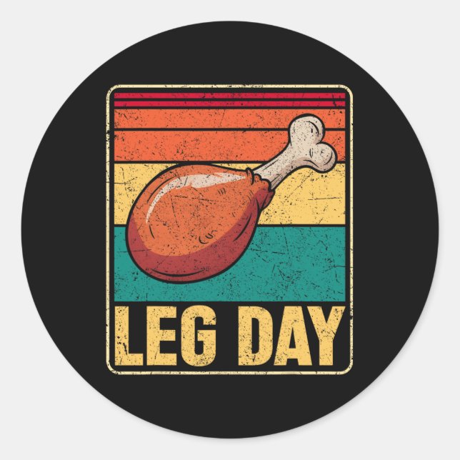Sticker Rond Funny Leg Day Costume Turkey Day Pilgrim Thanksgiv (Devant)