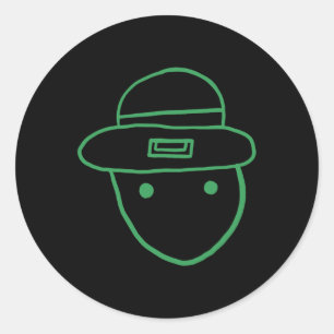 Sticker Rond Funny Leprechaun Amateur Sketch meme Irish St Part
