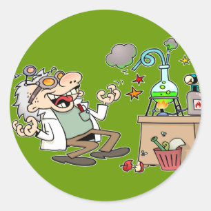 Sticker Rond Funny Mad Scientifique