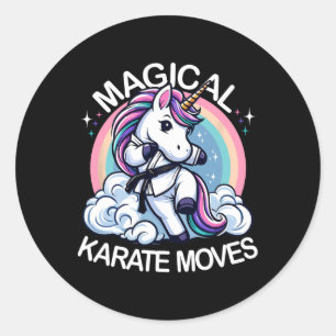 Sticker Rond Funny Magique Karate Moves Karate Einhorn Karate U