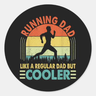 Sticker Rond Funny Marathon Runner Fête des pères