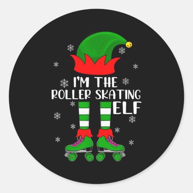 Sticker Rond Funny Matching Group The Roller Skating Elf Christ (Devant)