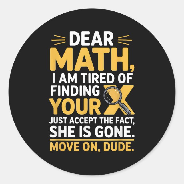 Sticker Rond Funny Math Design For Boys Girls Math Teachers Men (Devant)