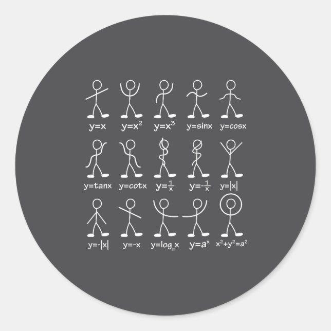 Sticker Rond Funny Math Graph Stick Figures Algebra Calculus Hu (Devant)