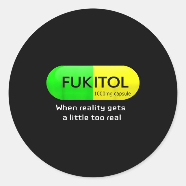 Sticker Rond Funny Medication Gooditol Capsule Pharmacy Humor  (Devant)