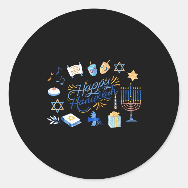 Sticker Rond Funny Menorah Hanukkah 2025 Meowzel Chanukah Jewis (Devant)