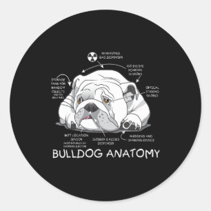 Sticker Rond Funny mignon Français Bulldog Anatomie Biologie du