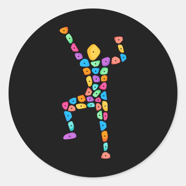 Sticker Rond Funny Mountain Escalade Bouldering Girls Boys (Devant)