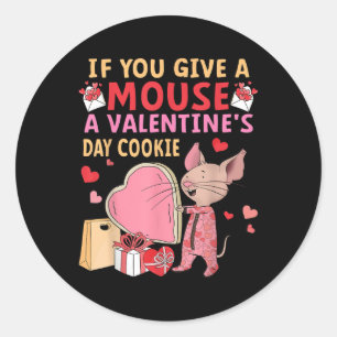 Sticker Rond Funny Mouse Valentines Jour Cookie Aimer Candy Coe