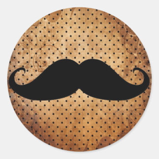Sticker Rond Funny Moustache noire
