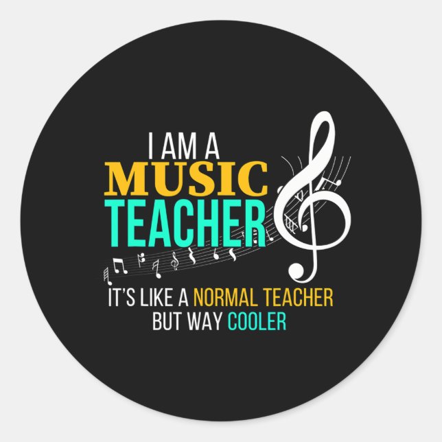 Sticker Rond Funny Music Enseignant Musique Enseignant Cool (Devant)