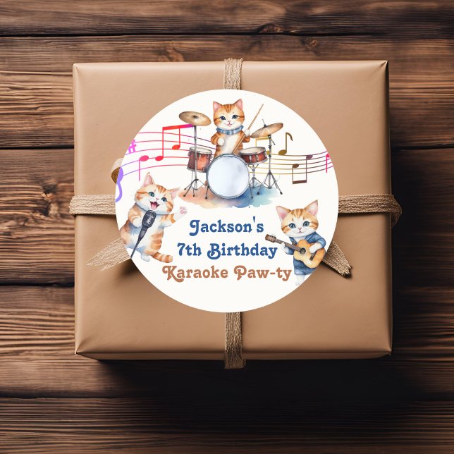 Sticker Rond Funny Musical Cats Karaoke Anniversaire de enfant  (Créateur téléchargé)