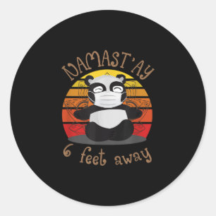Sticker Rond Funny Namaste Panda Namast'ay Vintage à 6 pieds