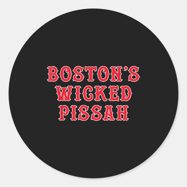 Sticker Rond Funny New England Boston's Wicked Ah  (Devant)