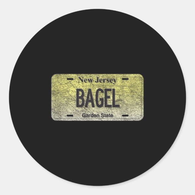 Sticker Rond Funny Nj State Vanity License Plate Bagel  (Devant)