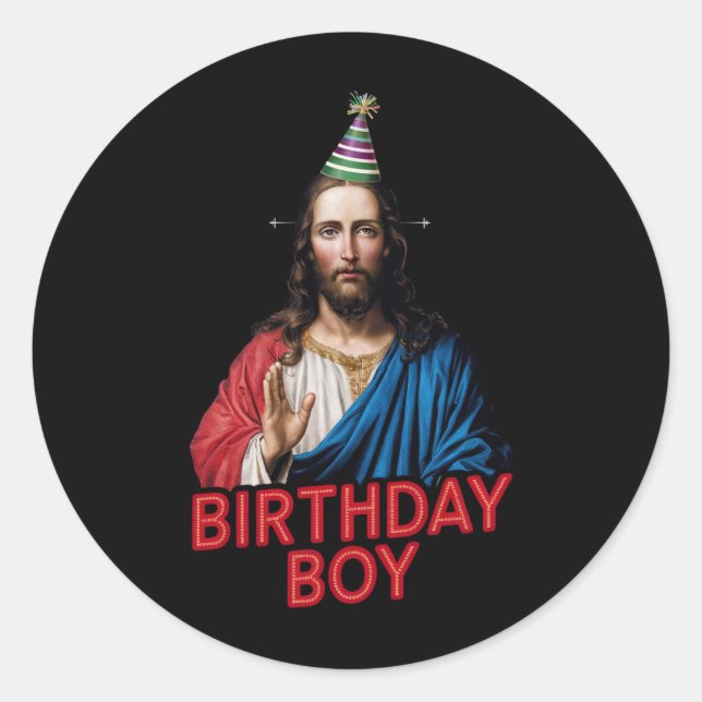 Sticker Rond Funny Noël Jésus Enfant d'anniversaire (Devant)