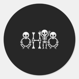 Sticker Rond Funny O-h-i-o State Skeleton Ohio Hallowee Vintage