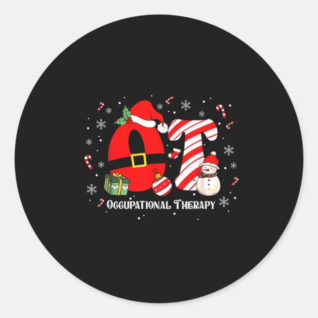 Sticker Rond Funny Ot Nurse Occupational Therapy Santa Christma (Devant)