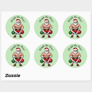 Sticker Rond Funny Père Noël