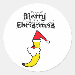 Sticker Rond Funny Père Noël Banana Joyeux Noël