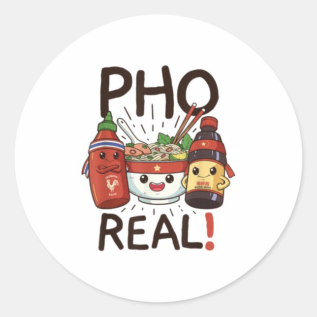 Sticker Rond Funny Pho Threads Co. Fun Vietnamese Pho Noodle So (Devant)