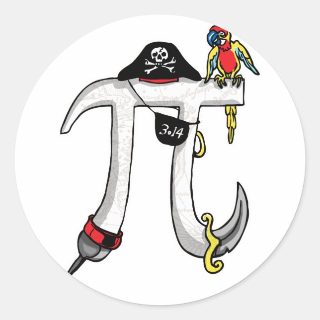 Sticker Rond Funny Pi rate Pi Day Humour (Devant)