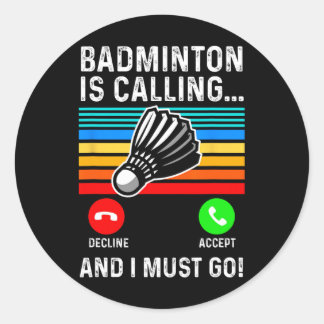 Sticker Rond Funny Picklell Dminton Shuttle