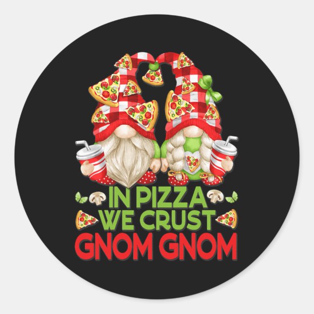 Sticker Rond Funny Pizza Lover Gnomes For Women Men In Pizza (Devant)